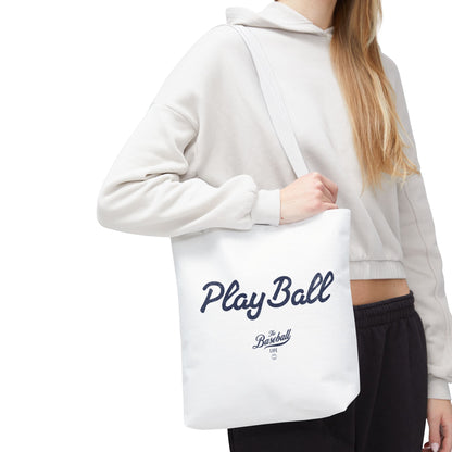 Play Ball Tote Bag_White with Navy Print