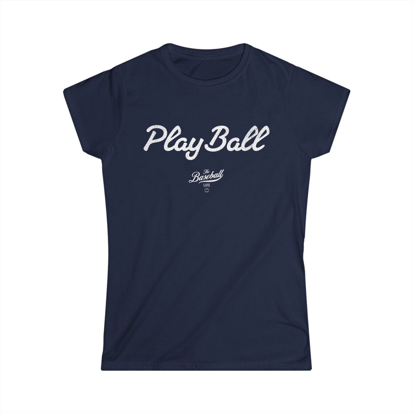 Women's Play Ball Baseball T-Shirt - White Print