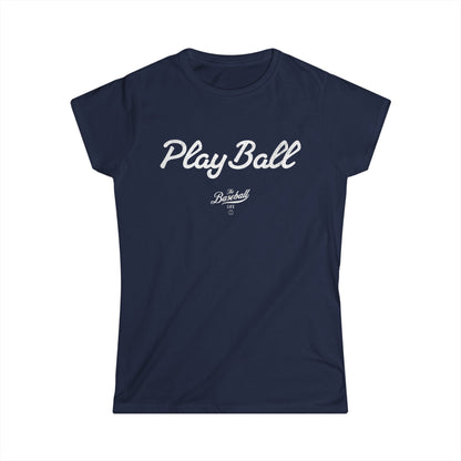 Women's Play Ball Baseball T-Shirt - White Print