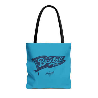 Vintage Pennant Tote Bag_Navy Print on Turquoise