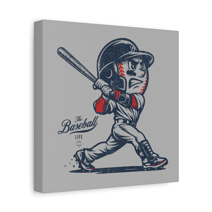 Mr. Baseball Mascot Home Run Wall Art Canvas