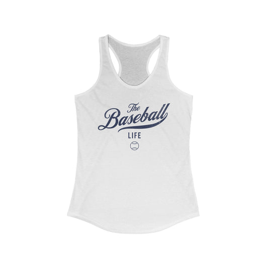 The Baseball Life Classic Script Tank_Navy Print