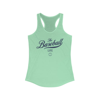 The Baseball Life Classic Script Tank_Navy Print