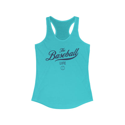 The Baseball Life Classic Script Tank_Navy Print
