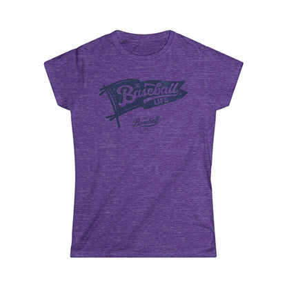 Vintage Baseball Pennant Women's T-Shirt - Navy Print