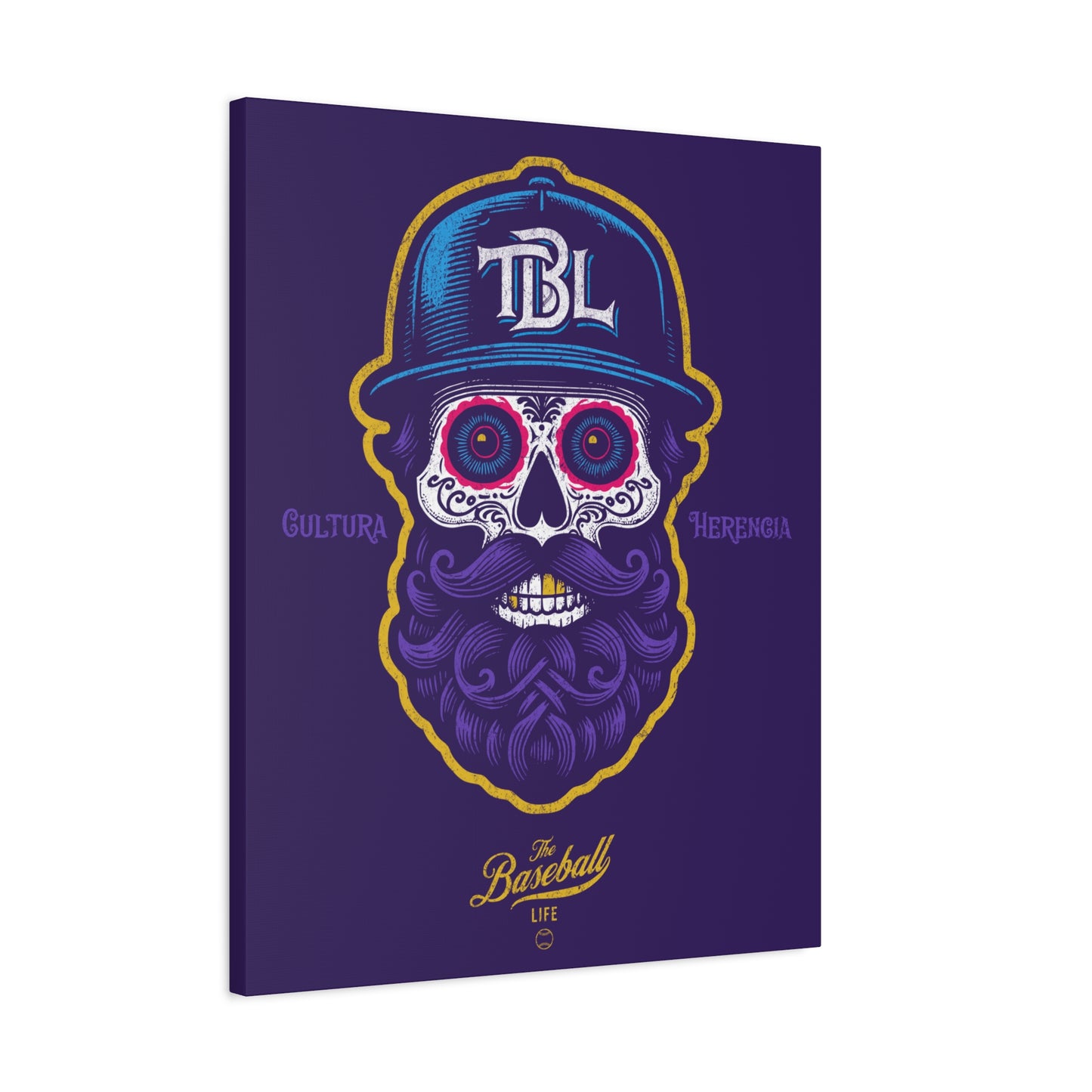 Beisbol Sugar Skull Series_Player 2 Wall Art Canvas_Purple