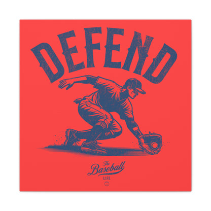 Defend Infielder Wall Art Canvas_Coral Red