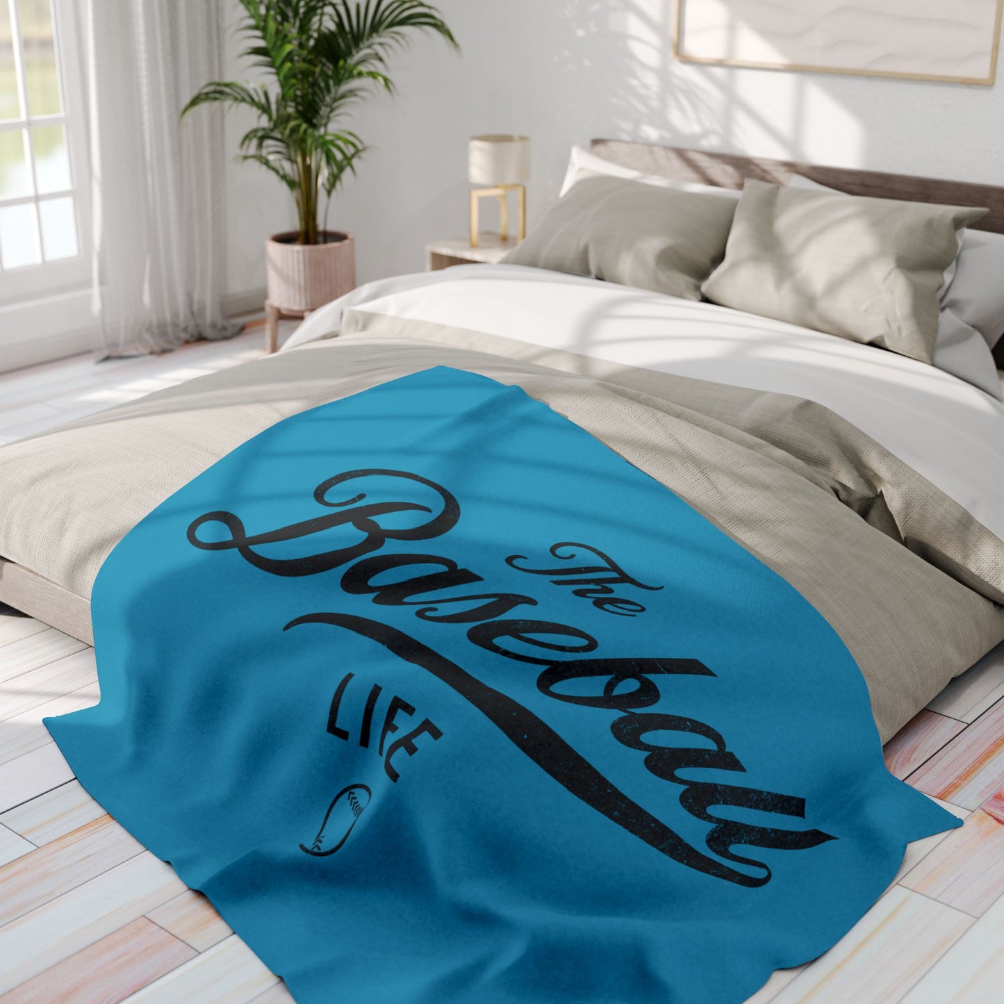 Fleece Blanket_Turquoise w Black Print
