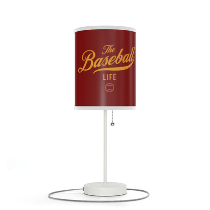 Table Lamp_Maroon w Yellow Gold Print