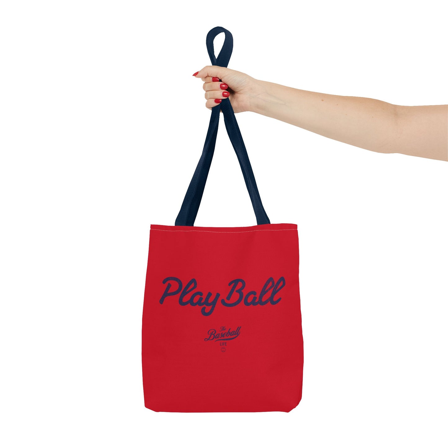Play Ball Tote Bag_Red with Navy Print