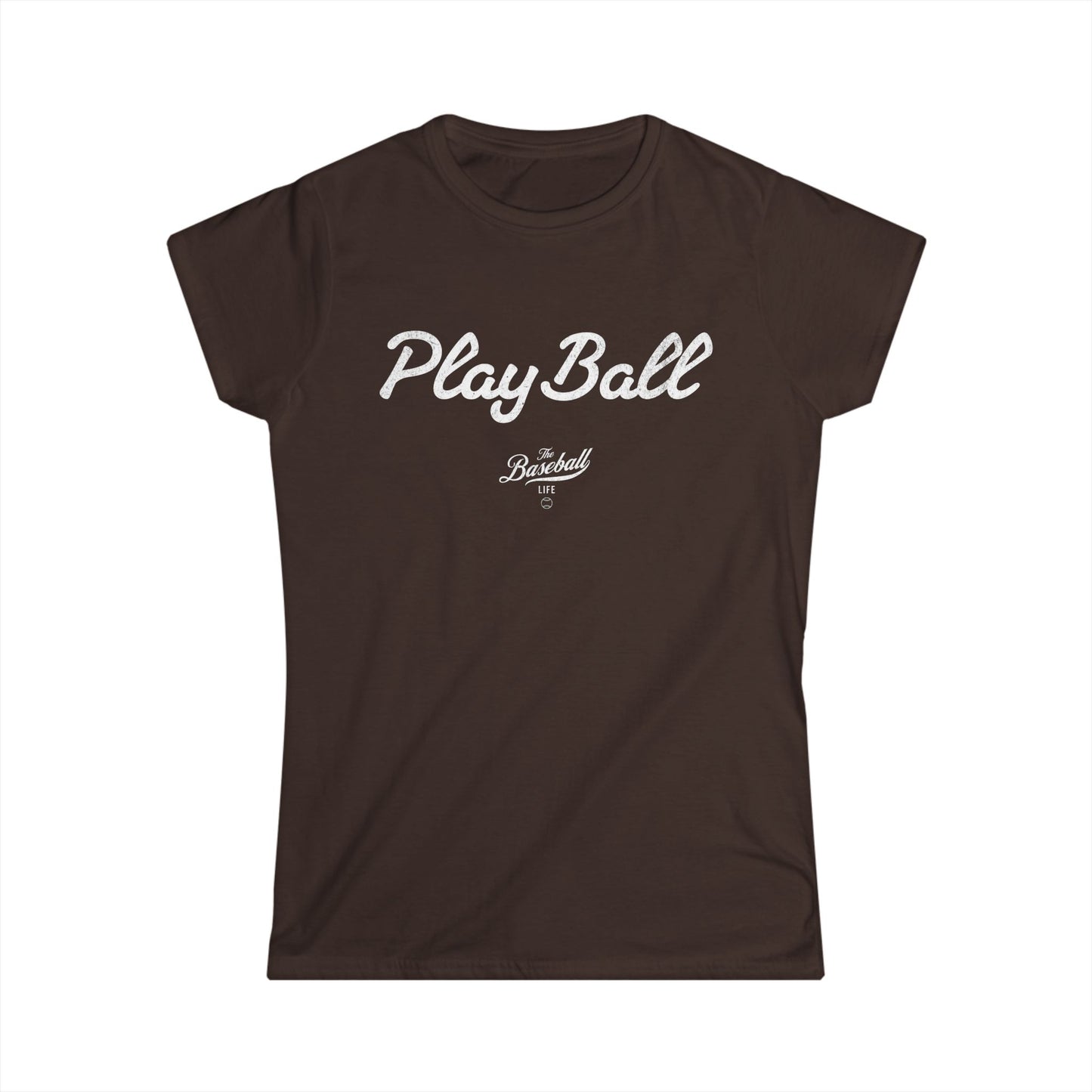 Women's Play Ball Baseball T-Shirt - White Print