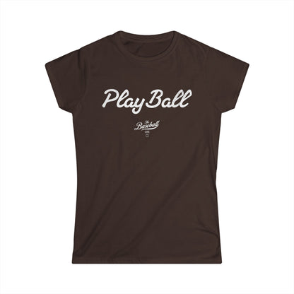 Women's Play Ball Baseball T-Shirt - White Print