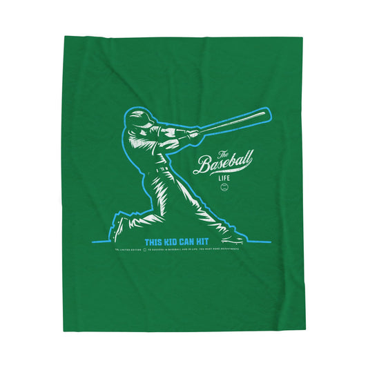 Velveteen Plush Blanket_This Kid Can Hit_Green