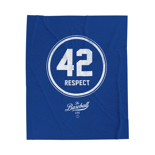Velveteen Plush Blanket_42 RESPECT Jackie Robinson Tribute_Royal Blue