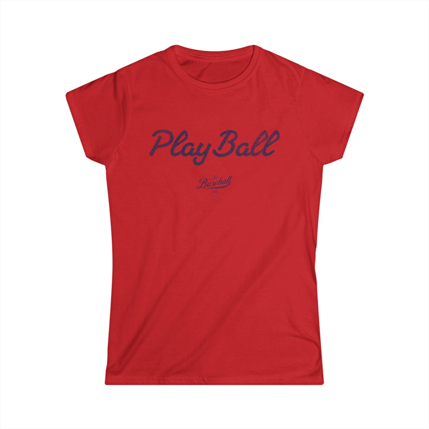 Women's Play Ball Baseball T-Shirt - Navy Print