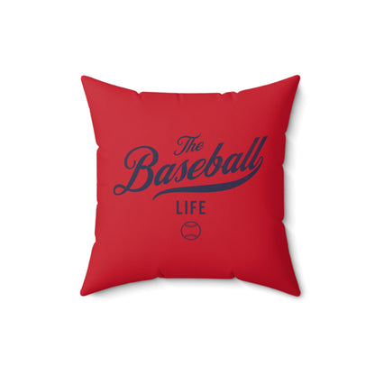 The Baseball Life Accent Pillow_Red w Navy Print