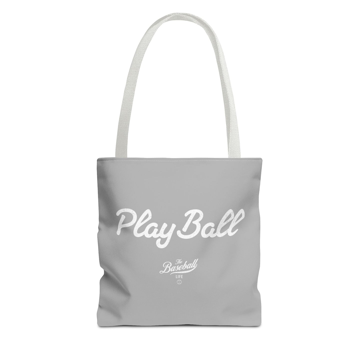 Play Ball Tote Bag_Light Gray with White Print