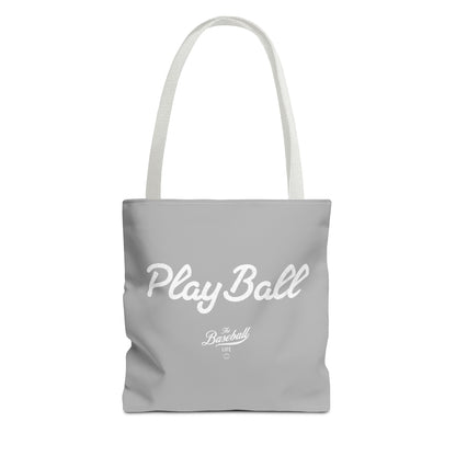 Play Ball Tote Bag_Light Gray with White Print