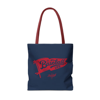 Vintage Pennant Tote Bag_Red Print on Navy
