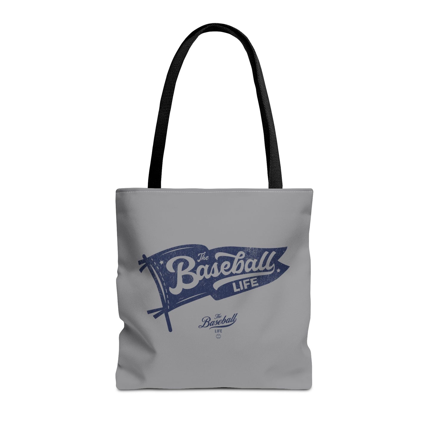 Vintage Pennant Tote Bag_Navy Print on Medium Gray