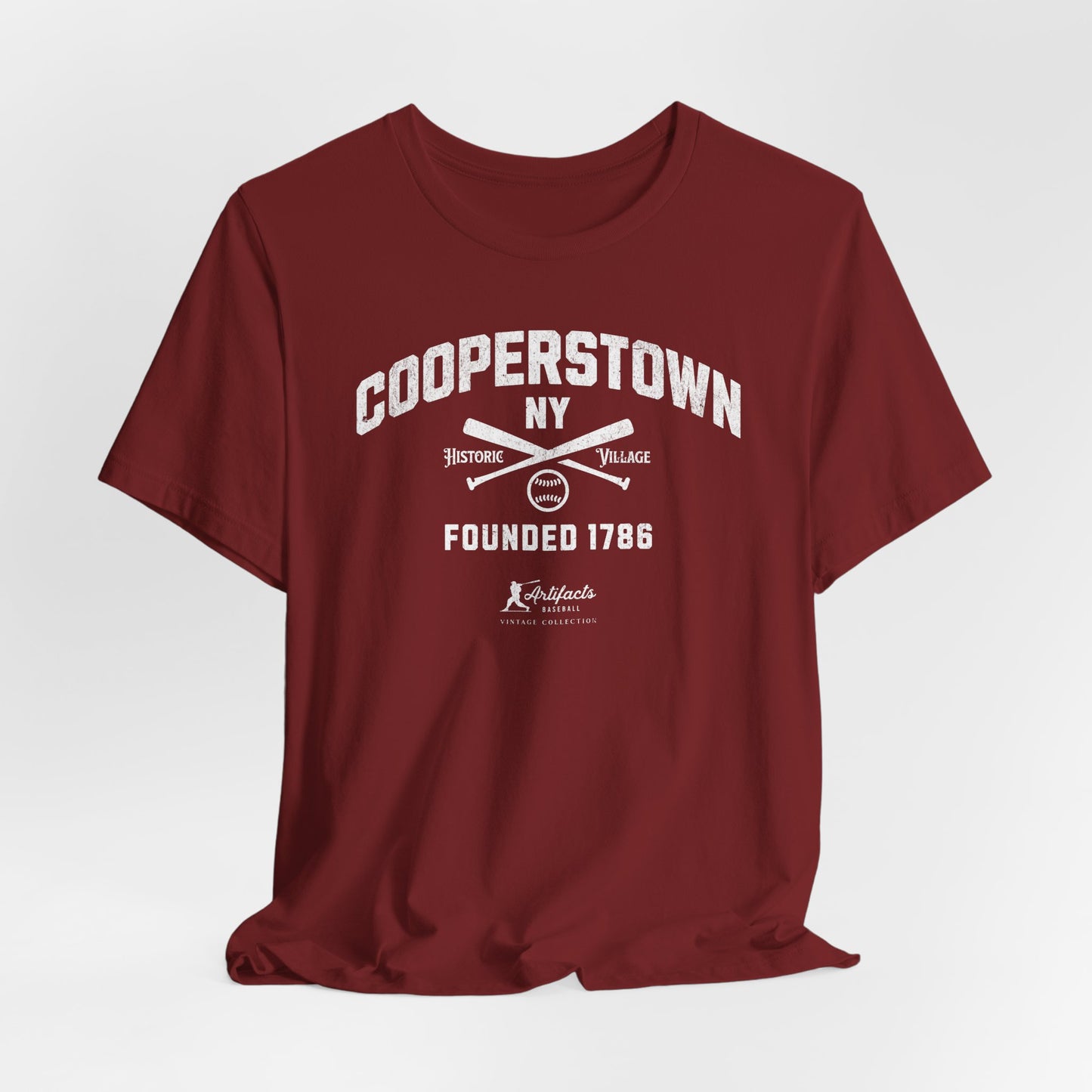 Cooperstown NY White Print_Artifacts Baseball Collection T-Shirt