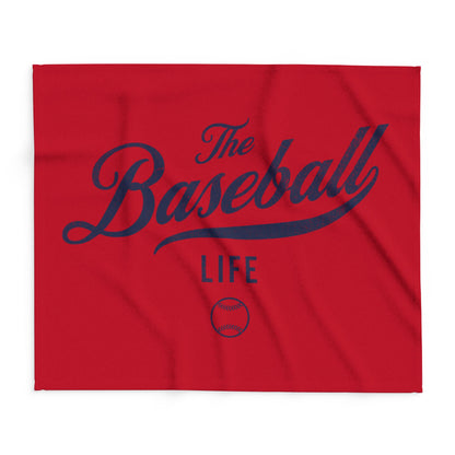 Fleece Blanket_Red w Navy Print