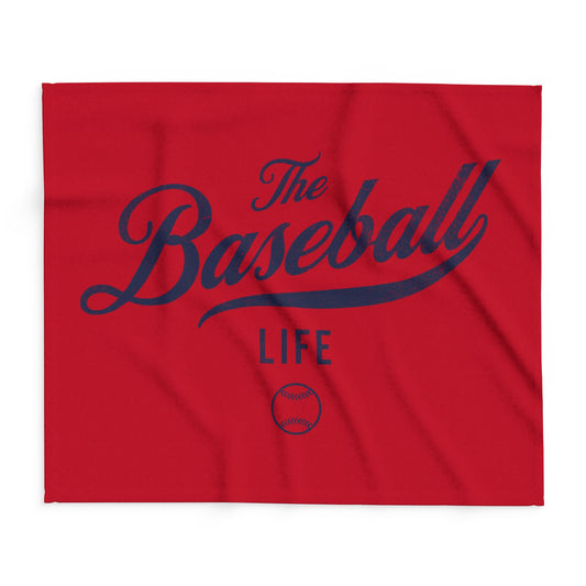 Fleece Blanket_Red w Navy Print