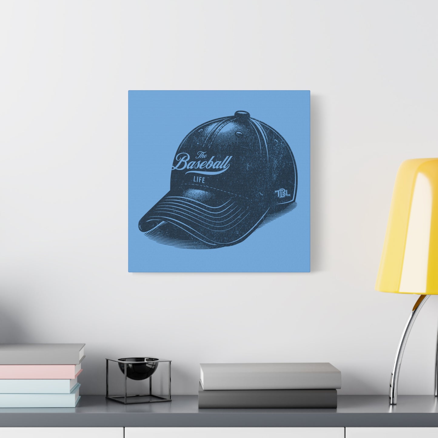 The Baseball Life Ball Cap Wall Art Canvas_Carolina Blue