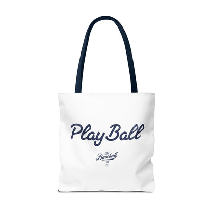Play Ball Tote Bag_White with Navy Print