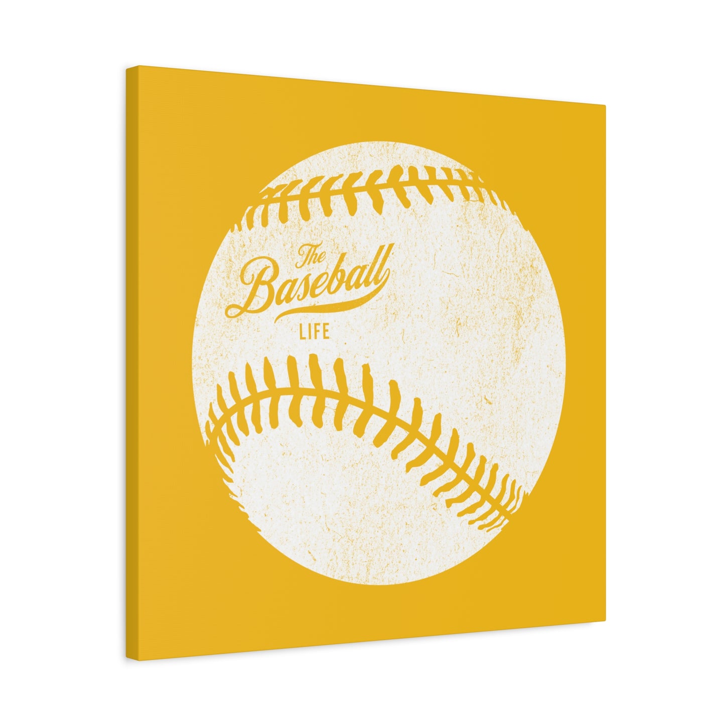 Weathered Baseball Wall Art Canvas_Yellow Gold