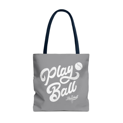 Play Ball Script Tote Bag_Medium Gray