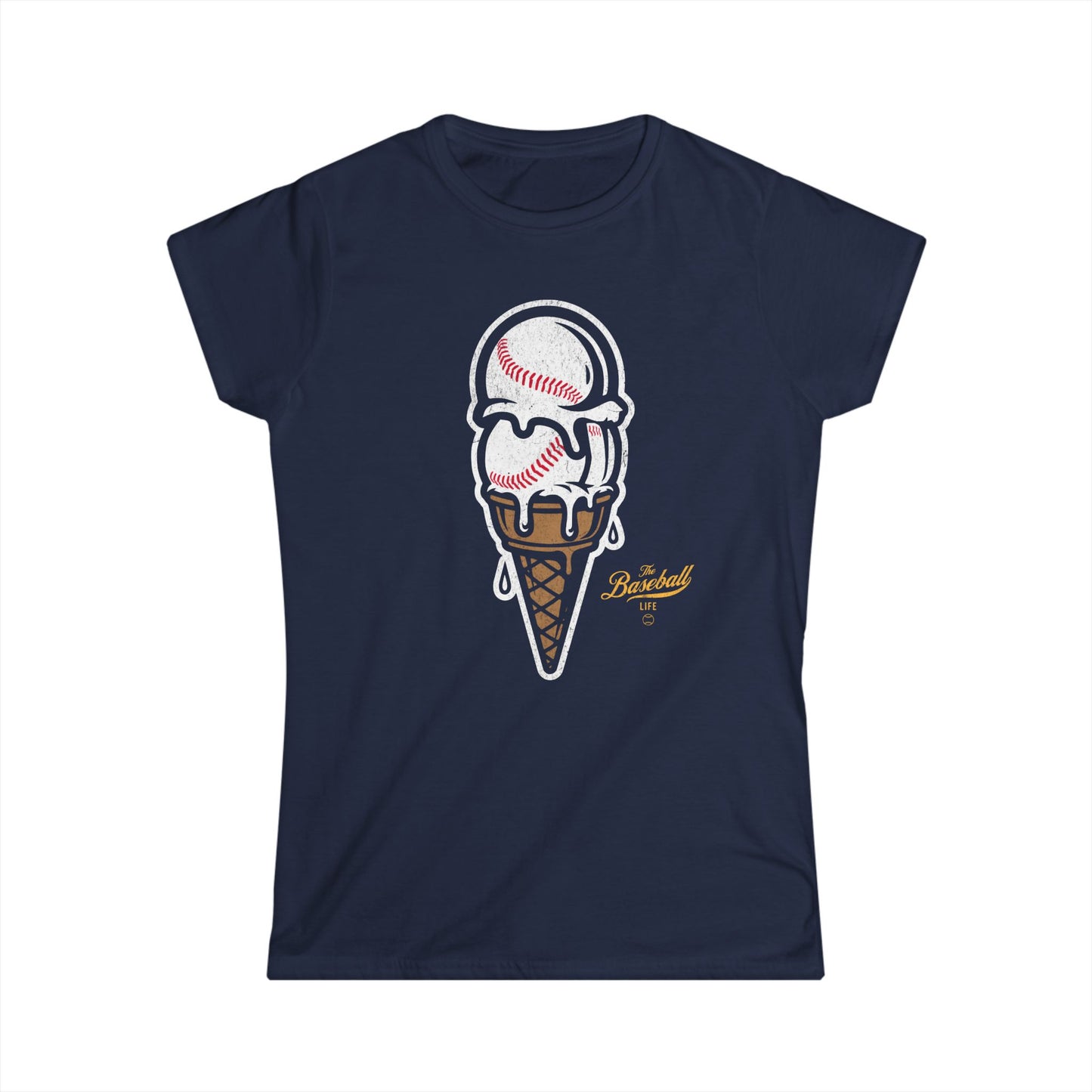 Women's Baseball Ice Cream Cone T-Shirt