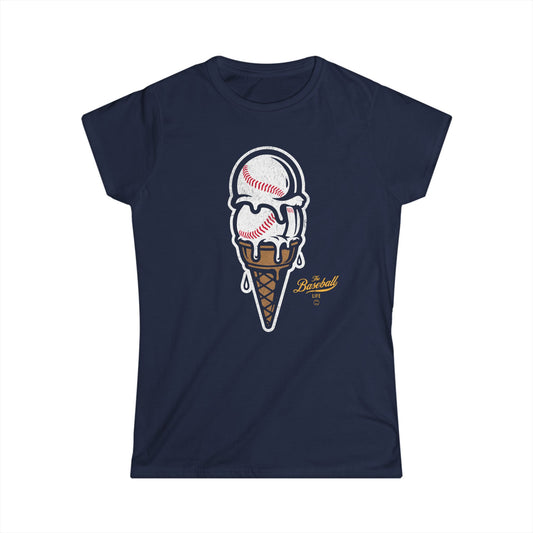 Women's Baseball Ice Cream Cone T-Shirt