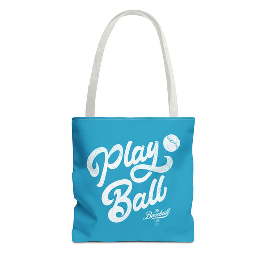 Play Ball Script Tote Bag_Turquoise