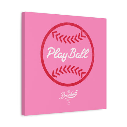 Play Ball Graphic Baseball Wall Art Canvas_Bubble Gum Pink